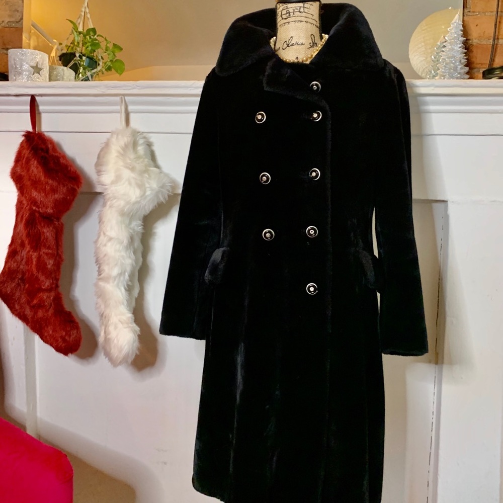 Vintage black faux fur coat